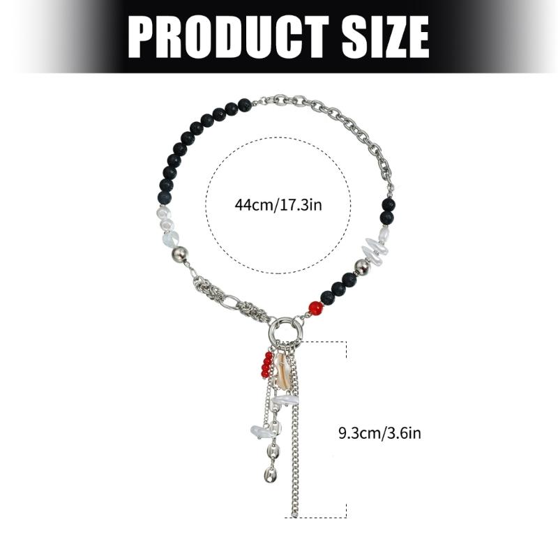 Trendy Multi Textured Resin And Imitation Pearls Necklace Lightweight Layering Chain Jewelry For Everyday Wear