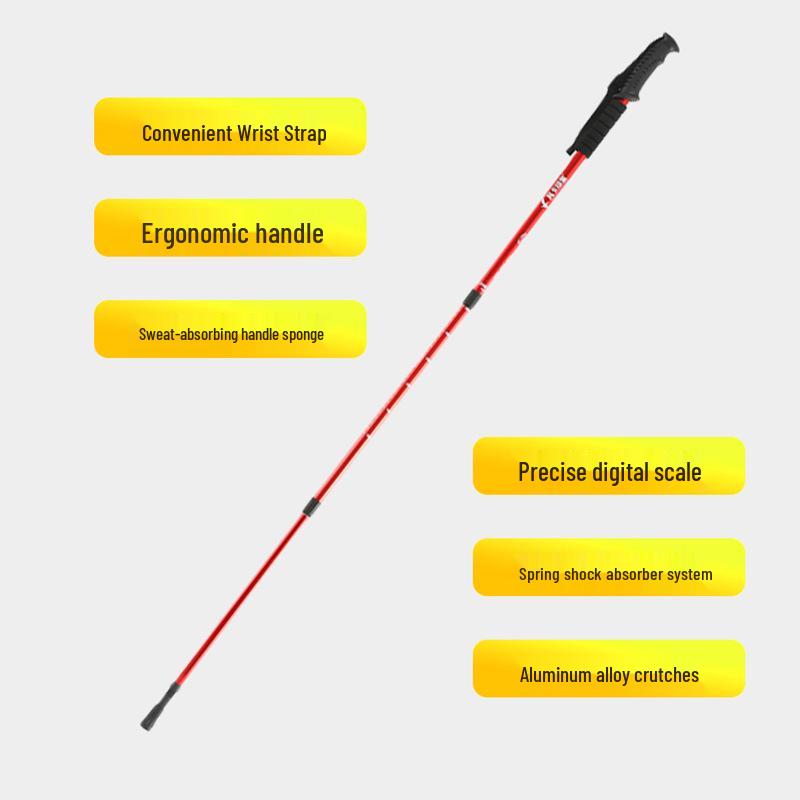 Ultra-Light Telescopic Aluminum Trekking Pole with T-Grip Handle for Hiking and Climbing