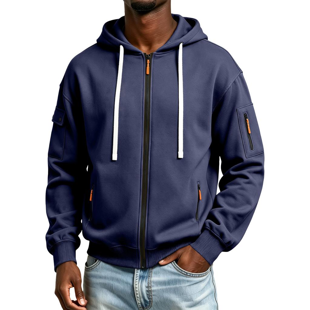 Felpa Invernale da Uomo Colorata con Tasche con Zip