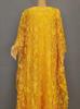 Plus Size African Women's Loose Long Robe Dress with Water Soluble Lace & Short Sleeves