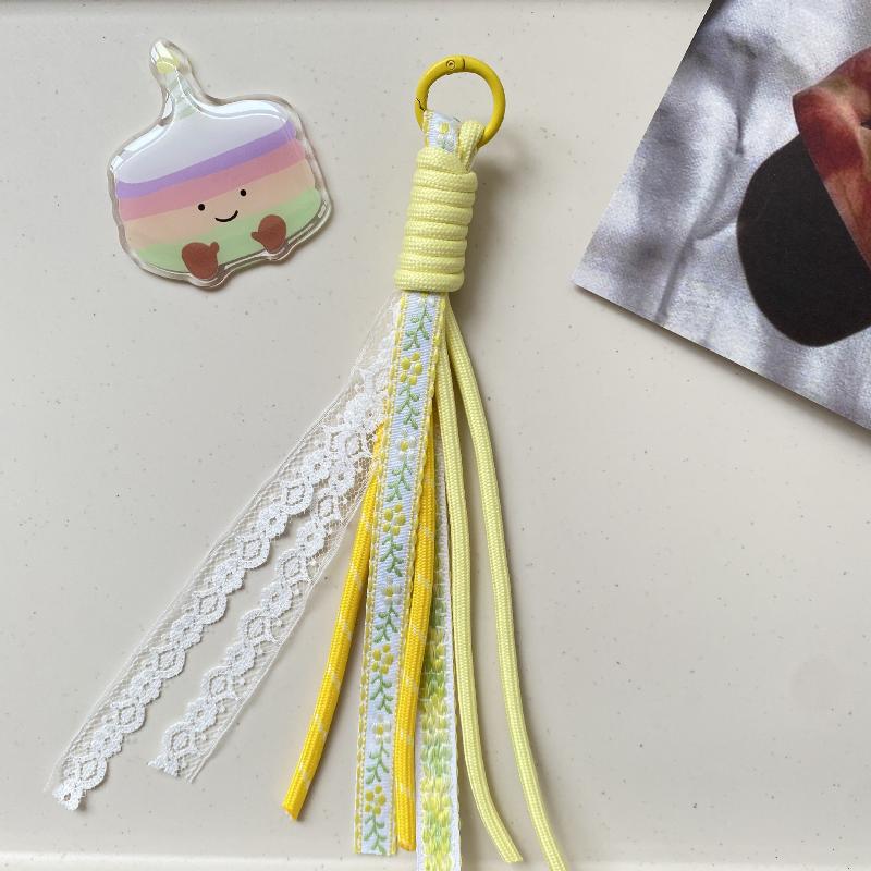 Lace Keychain Braided Rope Charm Pendant Keyring  Simple All-Matching Bag Decoration Jewelry Accessories