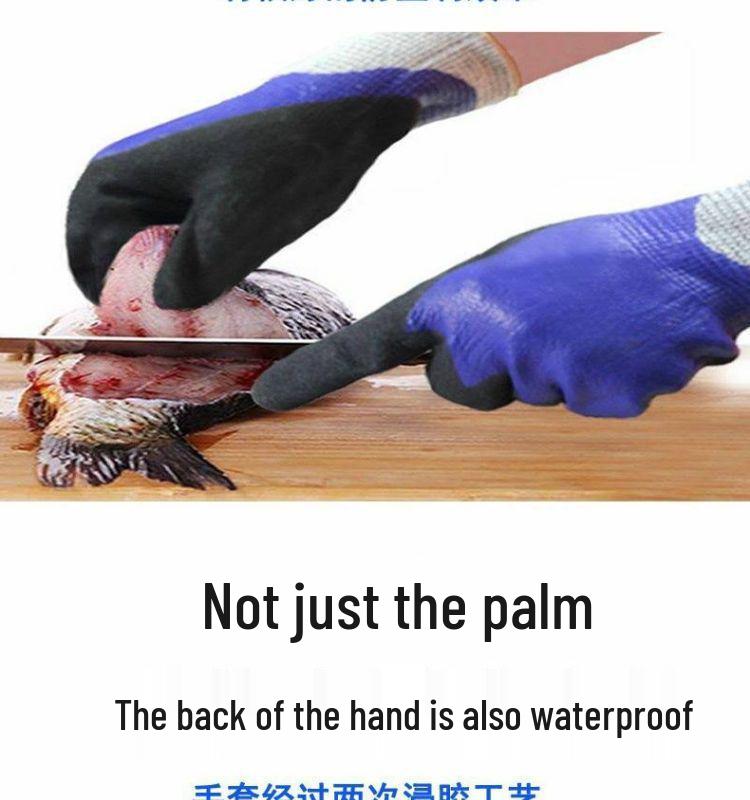 Schnittfeste, rutschfeste, wasserdichte Latexhandschuhe für Arbeit, Bau, Angeln und Gartenarbeit