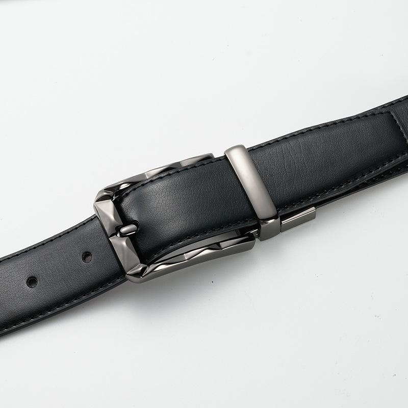 Men's Genuine Leather Belt, Rotating Needle Buckle, Cowhide Belt