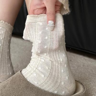 Calzini Doudou a Coste Tridimensionali Fino al Polpaccio ~ Monocolore Senza Cuciture Versatili Antibatterici Calzini da Donna Fino al Polpaccio