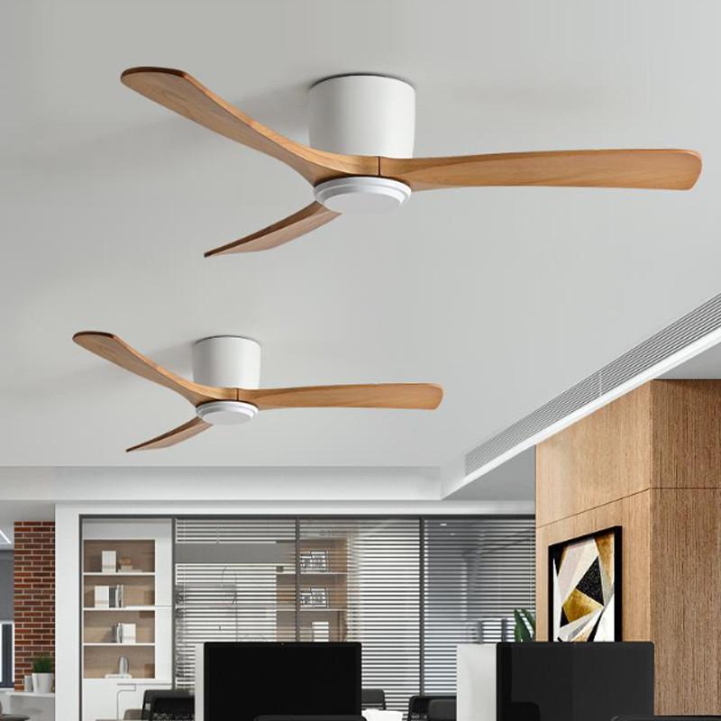 Nordic Minimalist Variable Frequency Fan Living Room Bedroom Solid Wood Ceiling Fan Creative Villa Hotel Decoration Fan