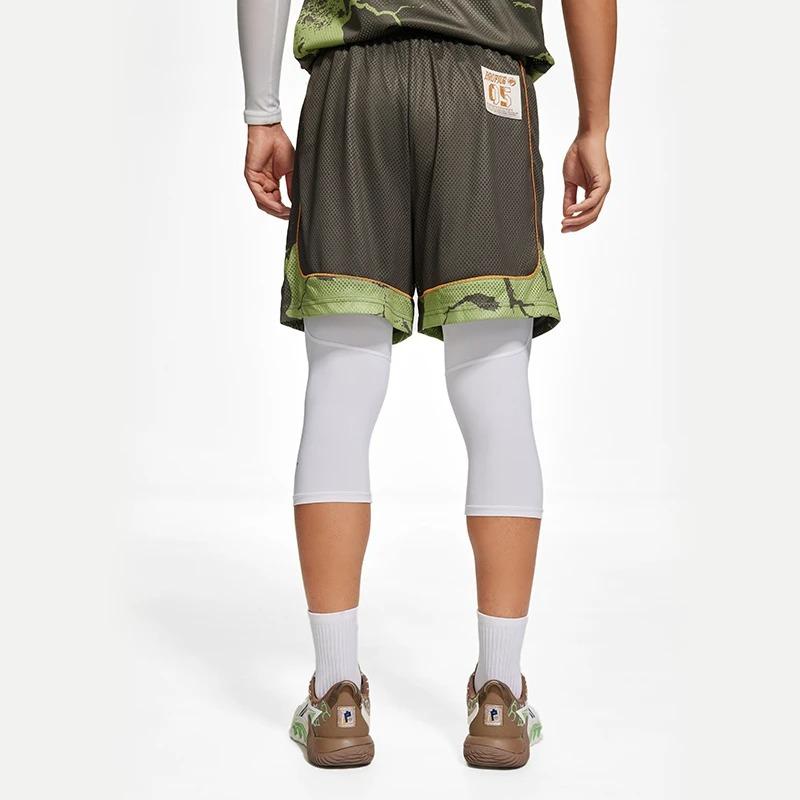 Li-Ning BadFive Printed Letter Drawstring Straight Casual Shorts Unisex Shorts Green AAPS469-1