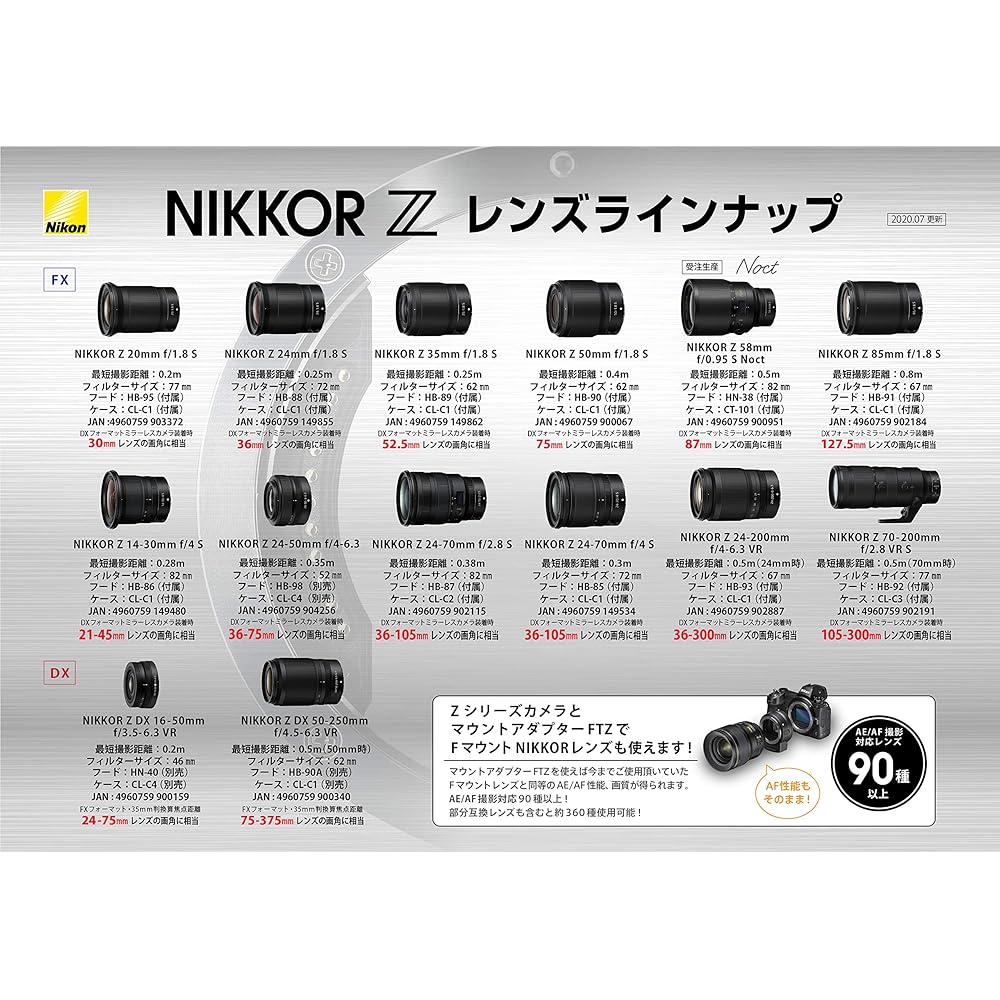 Nikon Single Focus Lens NIKKOR Z 50mm f/1.8S Z Mount Full Size Compatible S Line