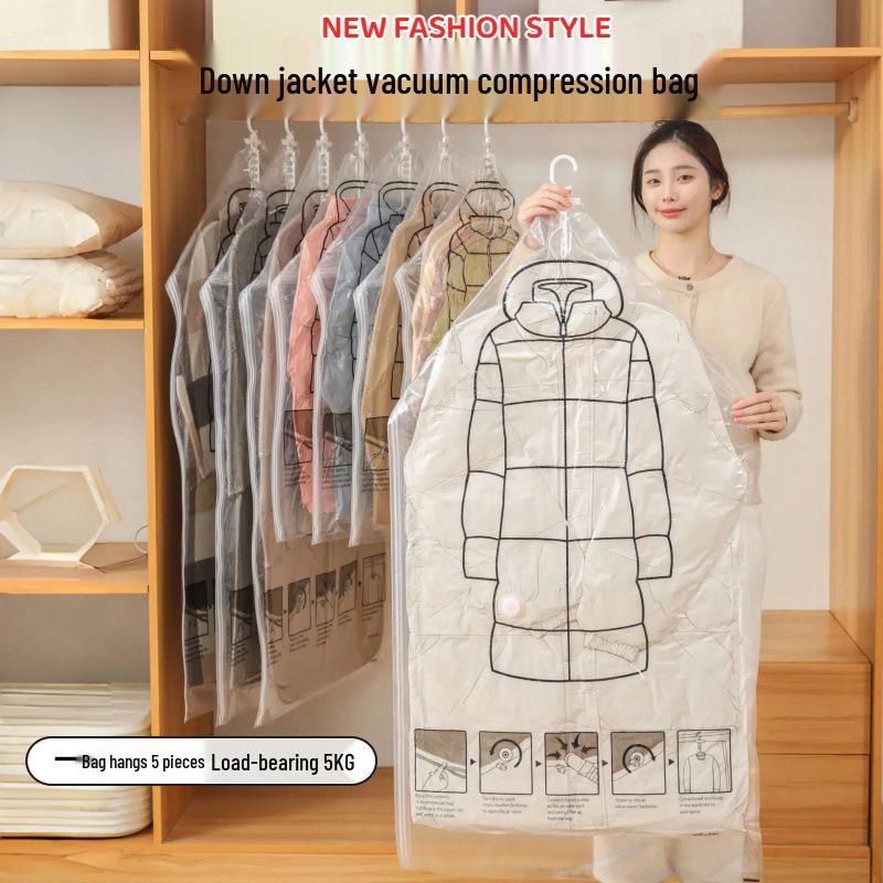 In Stock: Extra-Large Thick Airtight Hanging Down Jacket Vacuum Storage Bag Set
