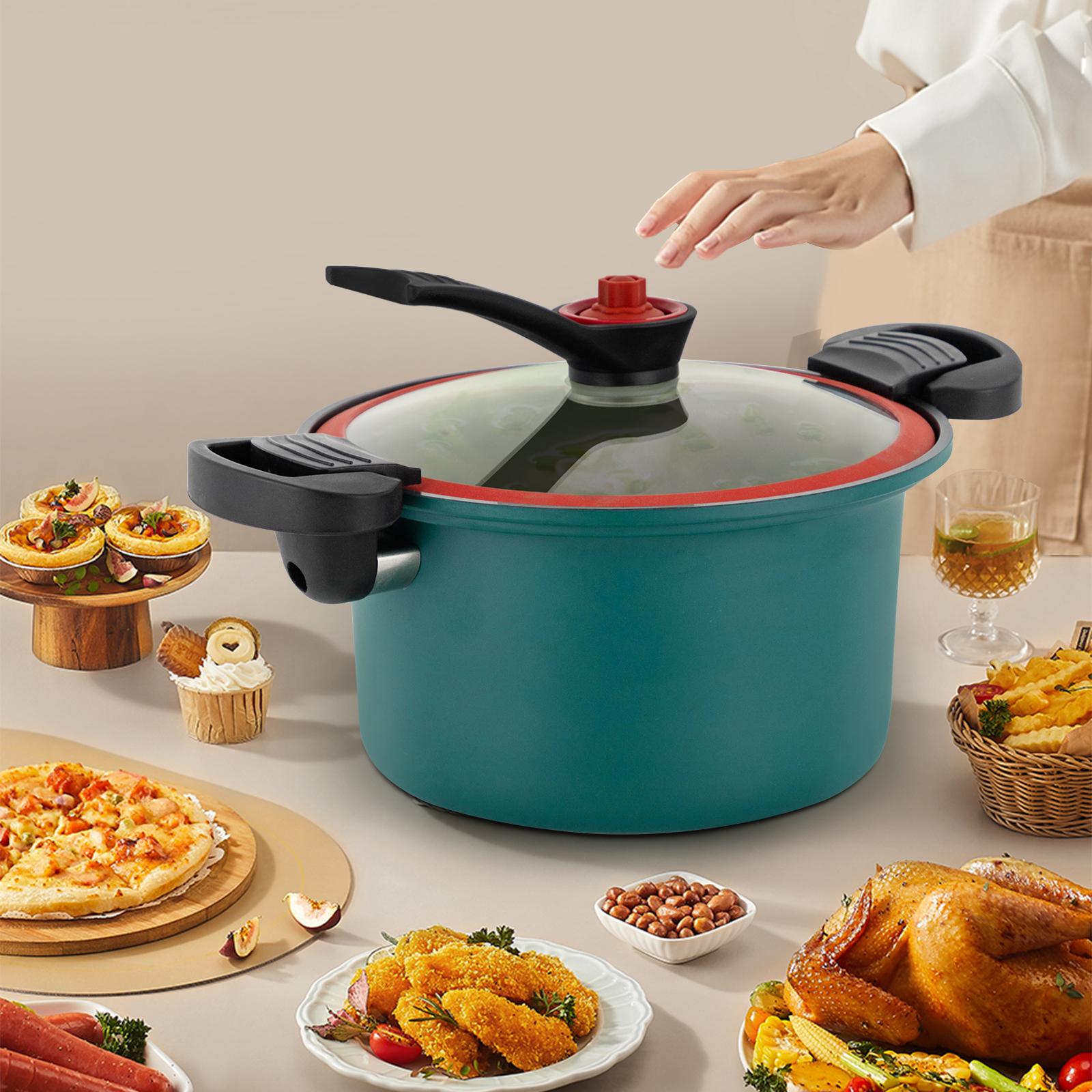 

24CM Green Stainless Steel Non-Stick Micro Pressure Cooker, 304 Stainless Steel Pot with Lid, 1.8L Capacity, Modern Round Design зелёный