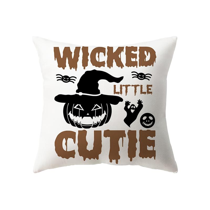 Halloween Theme Horror Pumpkin Witch Print Pattern Cushion Cover Home Living Room Sofa Decoration Pillow Pillow Cover