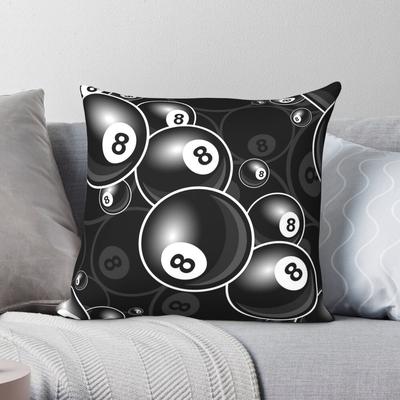 Billiards Black 8 Ball Square Pillowcase Polyester Linen Velvet Creative Zip Decorative Car Cushion Cover
