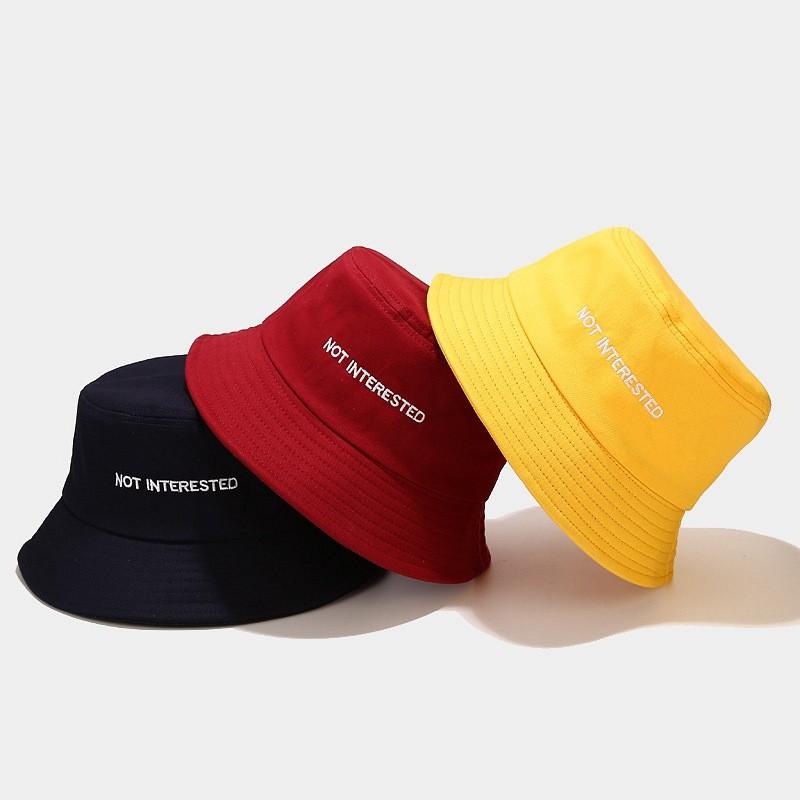 Fisherman Hat Men Women Summer Sun Protection Wide Brim With Embroidered Letters For Outdoor Activities
