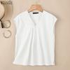 ZANZEA Women Casual V-Neck Solid Color Sleeveless Cotton Tank Tops