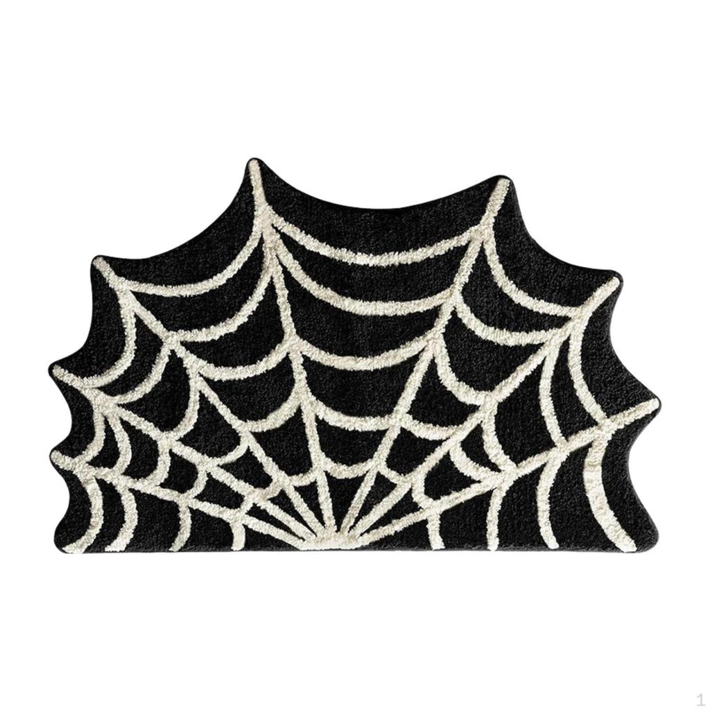 Halloween Area Rug Web Bath Mat Decorative Decor Comfortable Gothic Floor Doormat for Bedroom