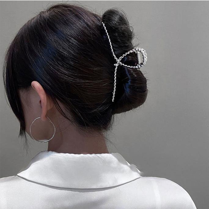 Silver Metal Geometric Shark Hair Clip for Thick Hair