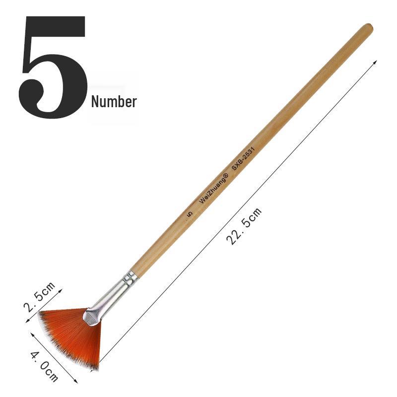 Nylon Hair Fan Brush Set for Gouache, Watercolor, Acrylic, and Oil Paint