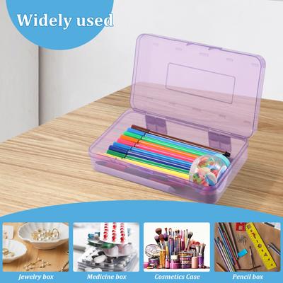 6Pcs Plastic Pencil Box Transparent Large Capacity Pencil Box Stackable Translucent Pen Box Portable Storage for Home Office