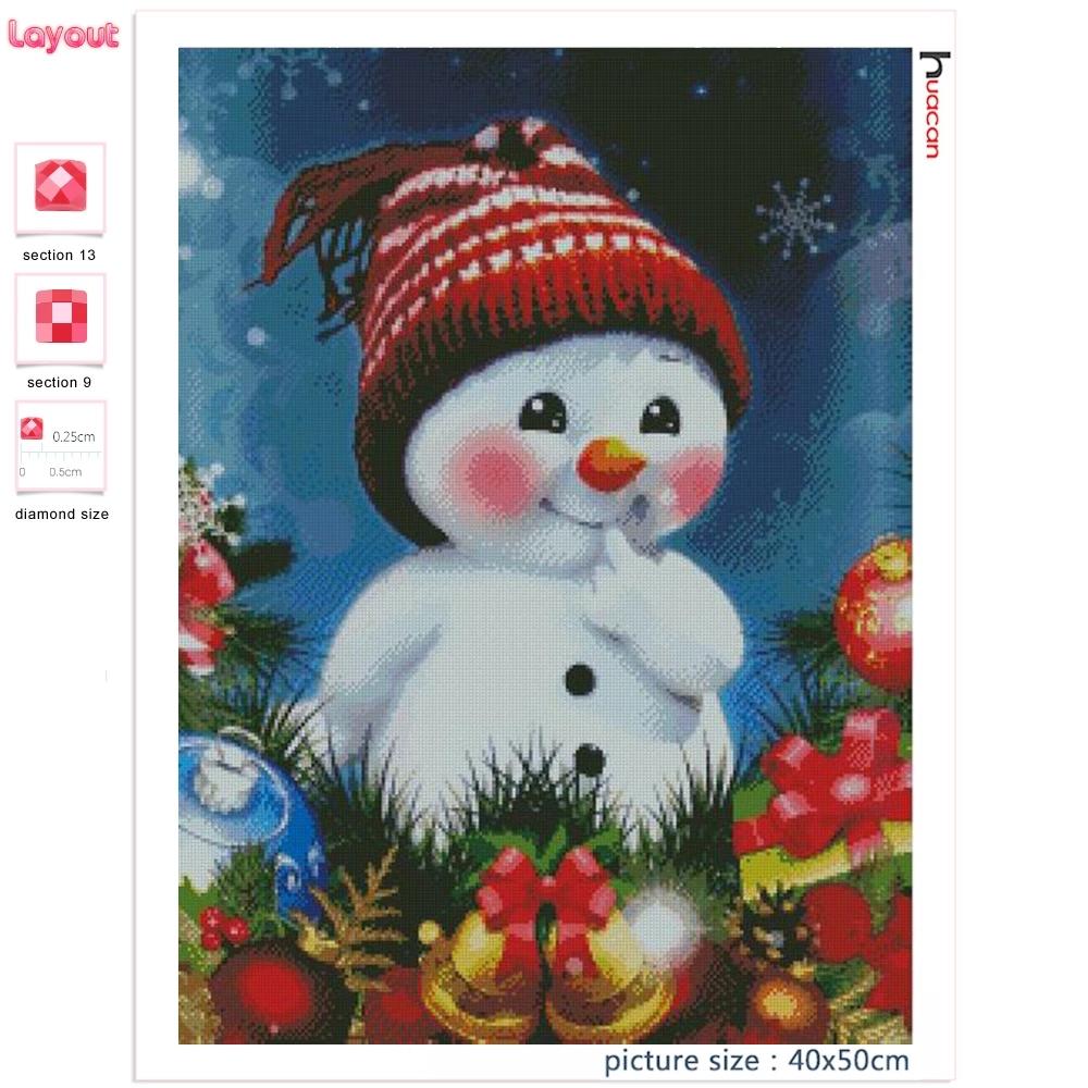 

Huacan Алмазная картина Полный дрель Снеговик DIY Декор Алмазная вышивка Мозаика Рождественский подарок для вышивки крестом Full Square 20*30 cm