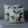 Pieces Vintage Blue Rose Print Pillow Cover Polyester Sofa Decorative Cushion Cov Headboard Pillow (Without Pillow Core