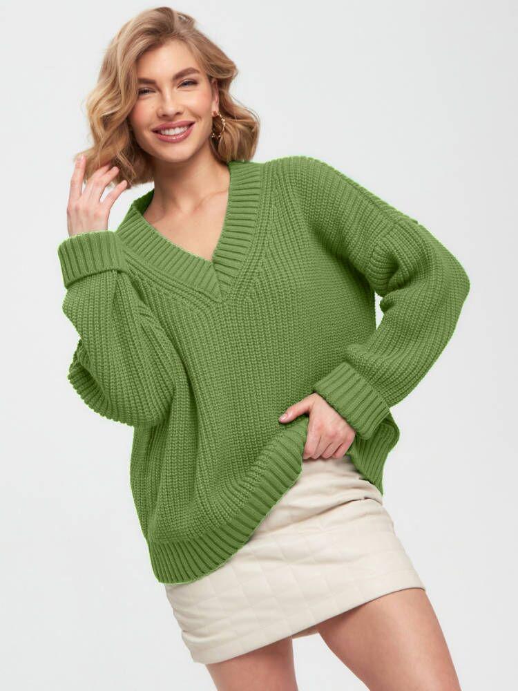 049 Women's V-Neck Loose Sweater: New Autumn/Winter, European American Style