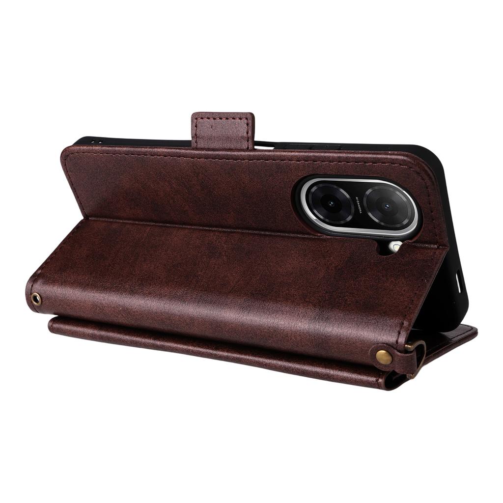 For Xiaomi Redmi A5 NFC (173.45mm) Lærveske Magnetisk lukking Lommebok Stativ Telefondeksel med crossbody-stropp