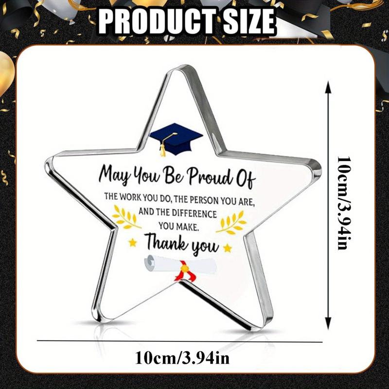 1pc Graduation Keepsake Ornament Heart/Star Shaped Acrylic Graduation Plaque Memorable Graduation Gift