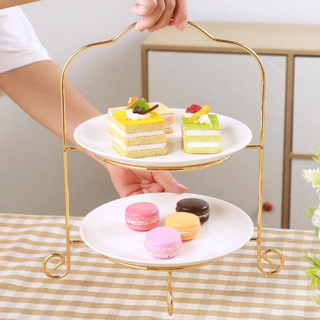 2 Tiered Cupcake Display Rack Metal Cake Stand for Tea Party Birthday Wedding Dessert Pastry Cookie Display Stand