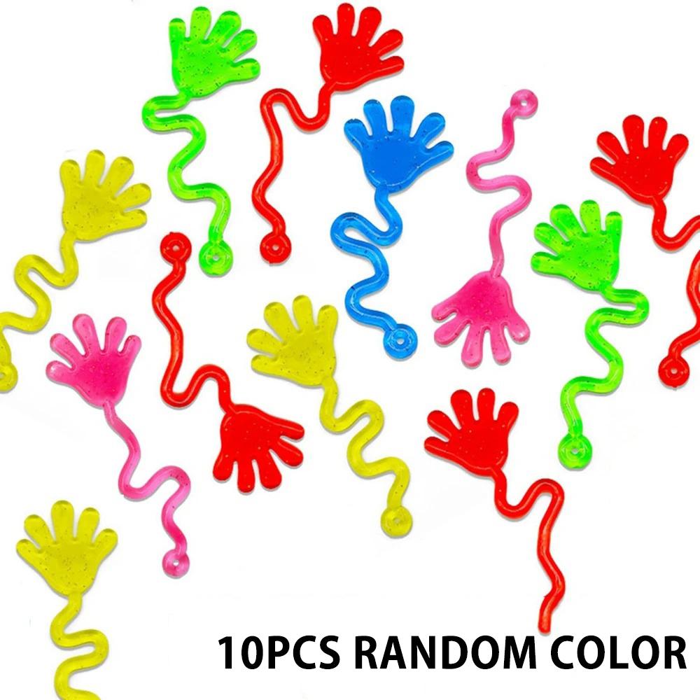10-30pcs Funny Sticky Hands Toy For Kids Colorful Palm Elastic Sticky Toys Squishy Stress Relief Toys Novelty Gift Party Favors