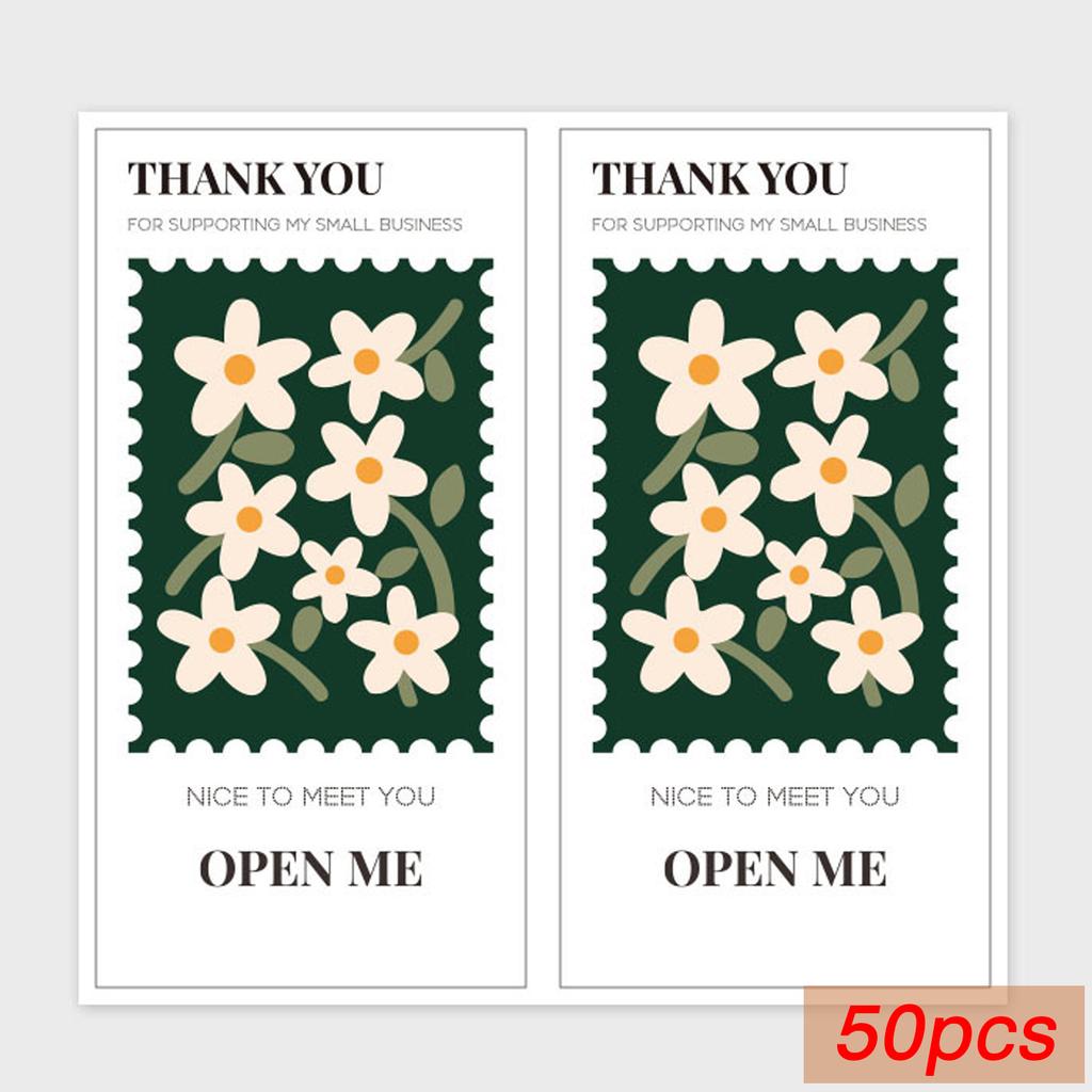 50 Pcs Flower Thank You Stickers Seal Labels For Gift Or Commodity Decor Stickers Small Business Packaging Sealing Stickers