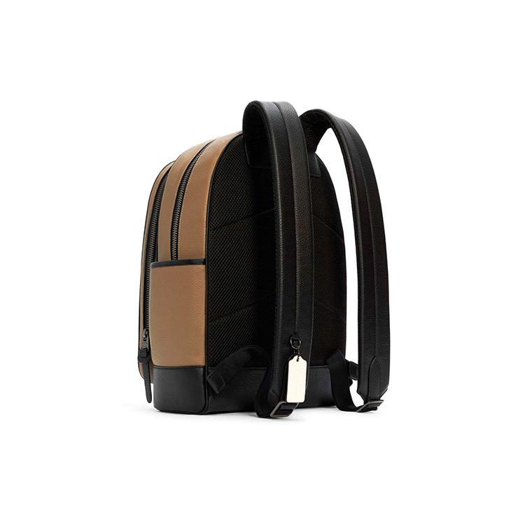 New COACH Thompson Leather Backpack Medium Unisex Khaki Brown C5388-QBSZ8
