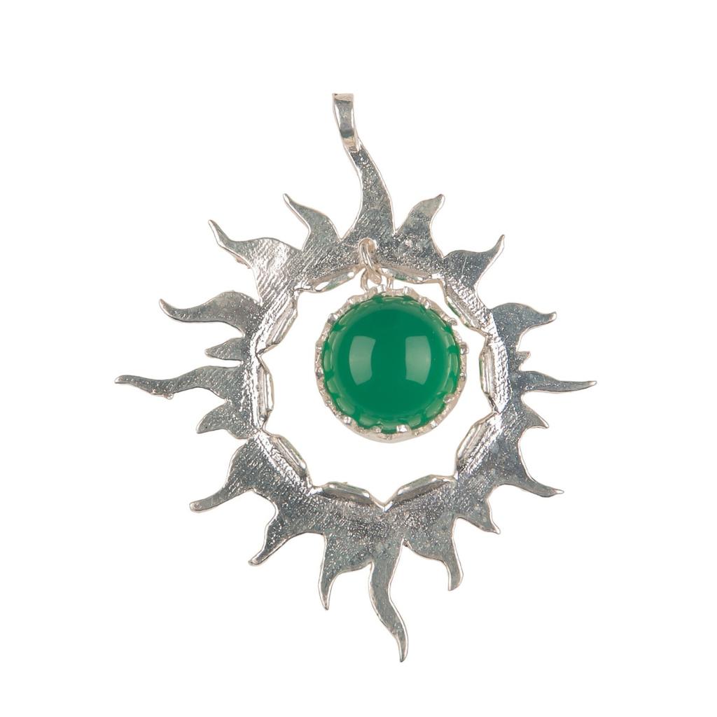 925 Solid Silver Multi Gemstone Sun Health Benefits Unisex Jewelry Pendant 1.76" CP-18