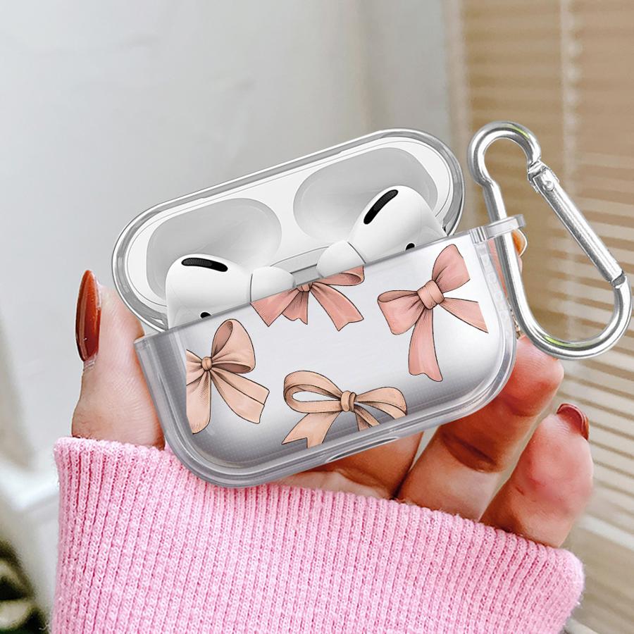 Clear Earphone Cases Cover Case For Airpods 2 Pro 1 Pro3 3 4 Pro2 Pink Bow