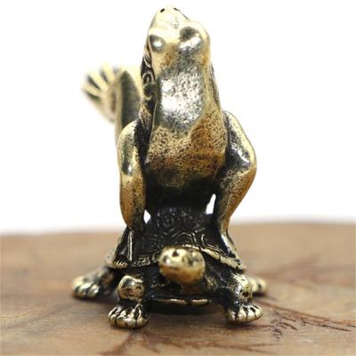 Pretty Animal Sculpture Unique Design Wear-resistance Brass Retro Tortoise Frog Miniature Statue for Living Room