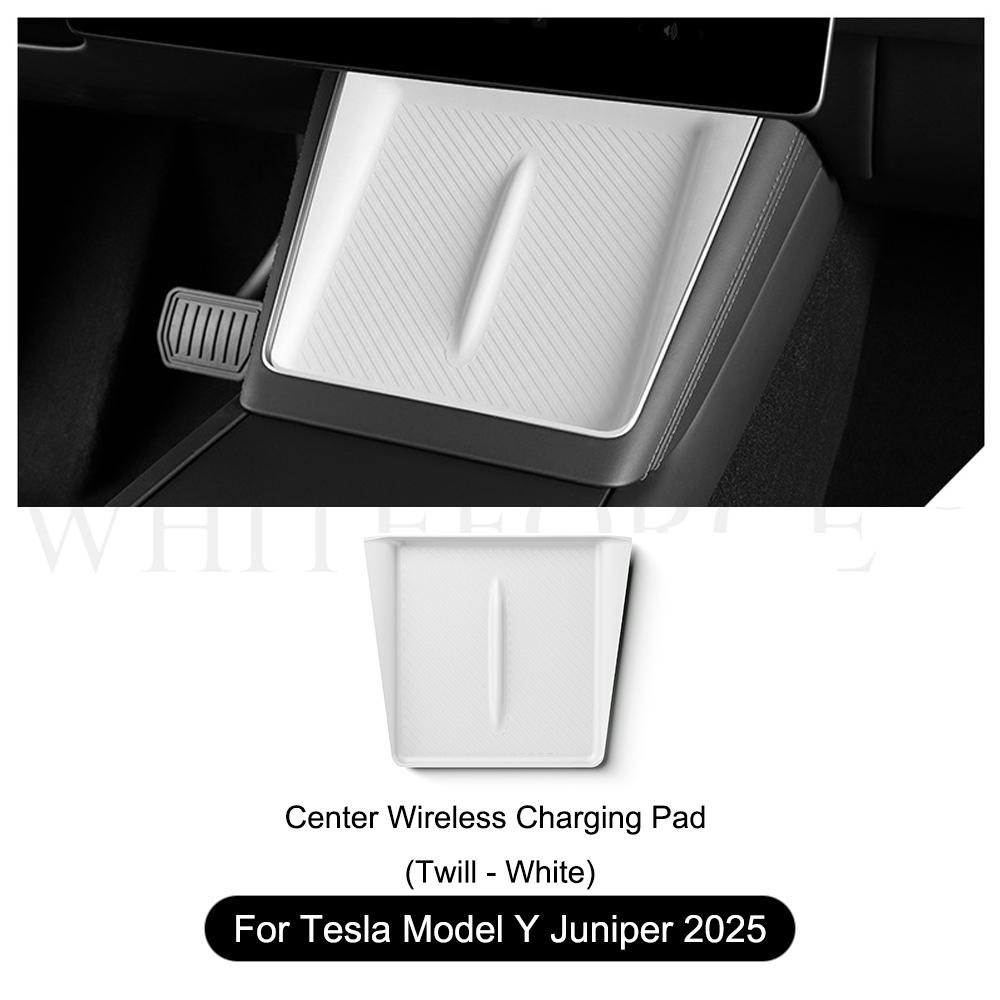 For Tesla Model Y 2025 Juniper Wireless Charge Pad Center Console Organizer Charge Station Mats Silicone Protector Anti-skid Pad