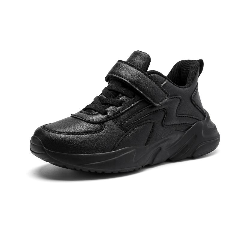 Boys' sports shoes Children's shoes Spring and Autumn new leather waterproof little white shoes Medium and older children's casual dad shoes