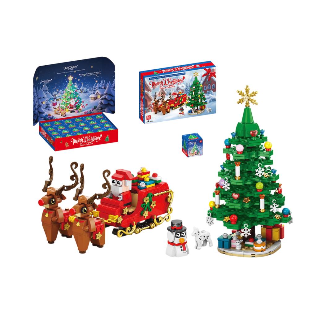 24 Stück Weihnachten 3D Countdown Kalender Zusammenbauen Baustein Spielzeug Set Geschenk 24 Baustein Zubehör