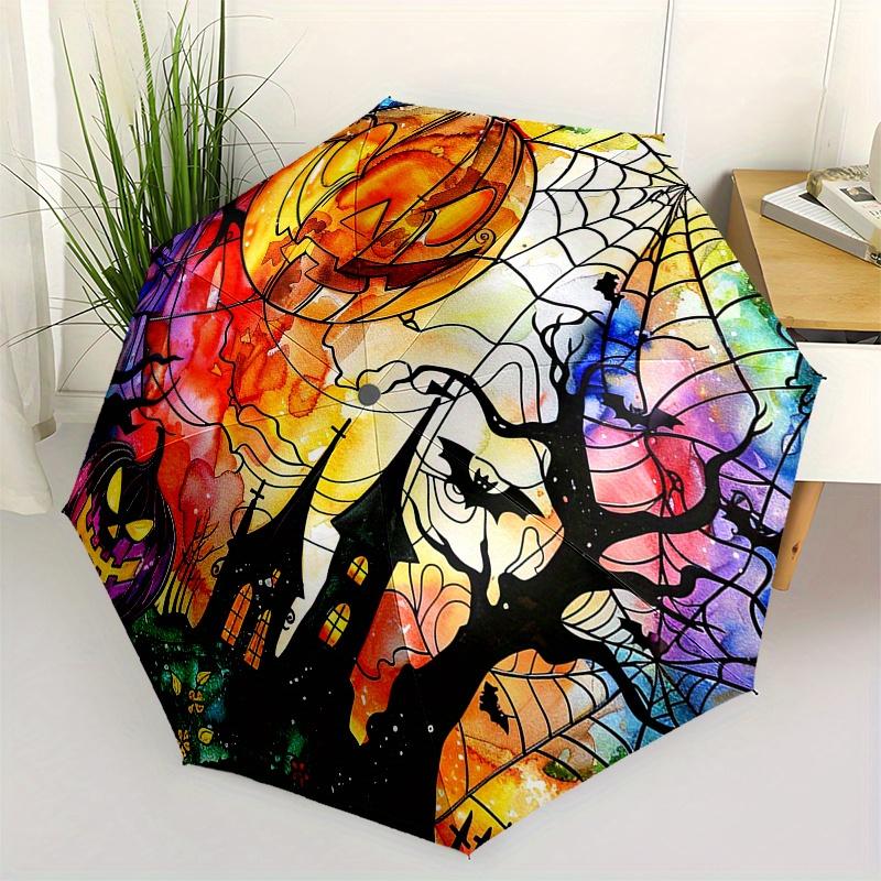 

Stained Glass Pumpkin Bat Spider Web Round Wall Decal Art Sticker Umbrella