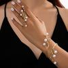 2-piece Fashionable Geometric Imitation Pearl Multi-layer Bracelet Ring, Women's  Trendy Party Accessories Jewelry