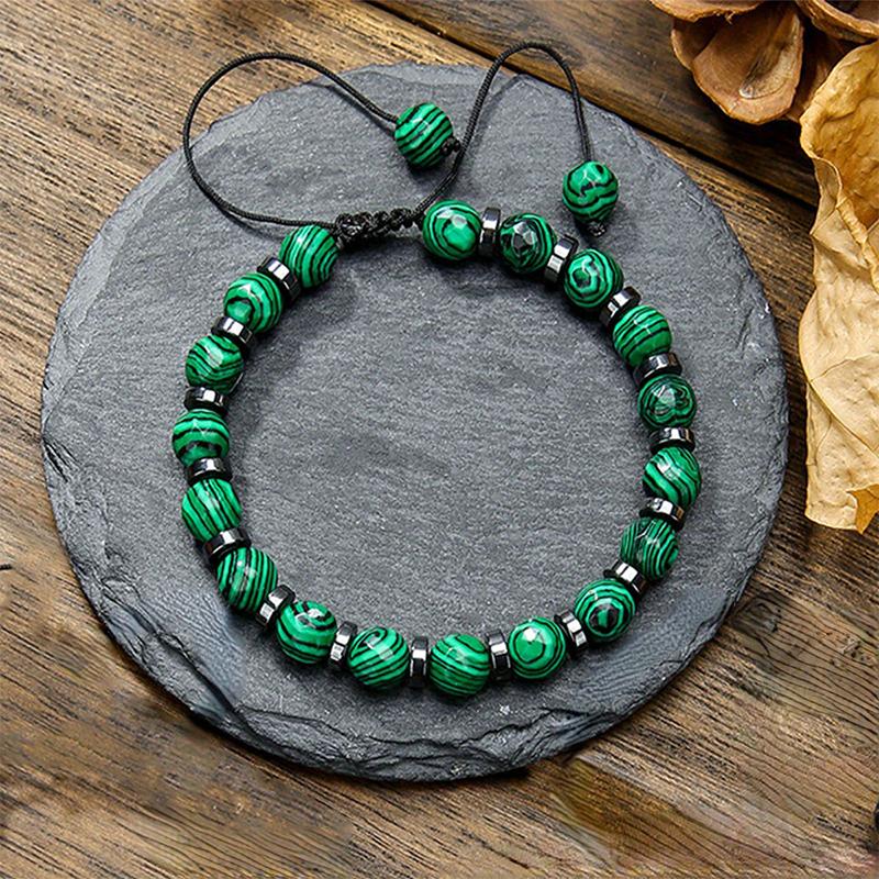 [HF][HS]1Pc Fashionable Malachite Bracelet, Natural Stone Beads Bracelet For Men And Women Valentine's Day Gift