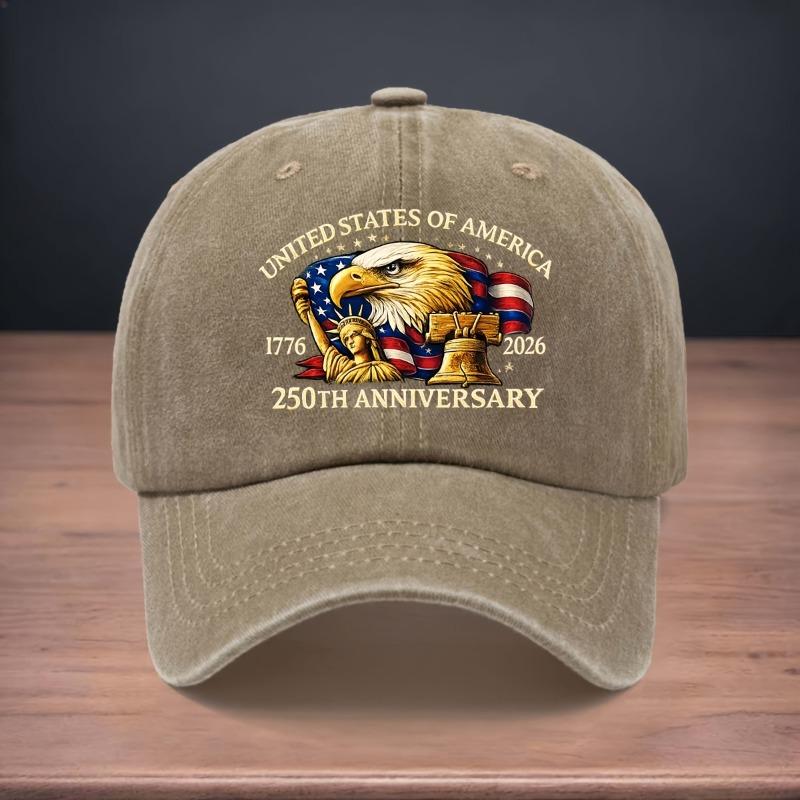 

1Pc Washed Retro Baseball Cap Featuring Designs Commemorating The 250Th Anniversary Of The United State,Curved Brim Duckbill Cap Adjustable