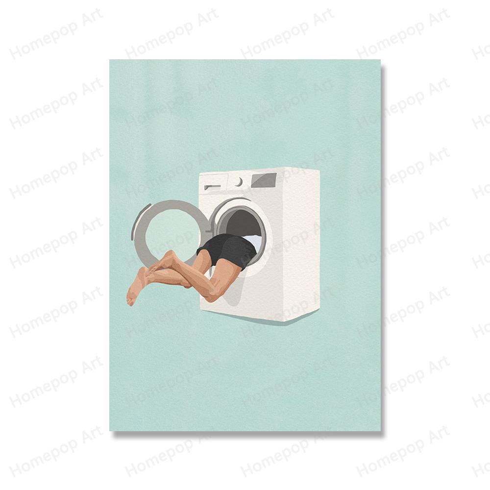 

Забавная минимальная стирка одежды, складная настенная живопись на холсте, плакаты на скандинавскую тему и принты, картинки для прачечной, украшение дома 30x40cm no frame оранжевый