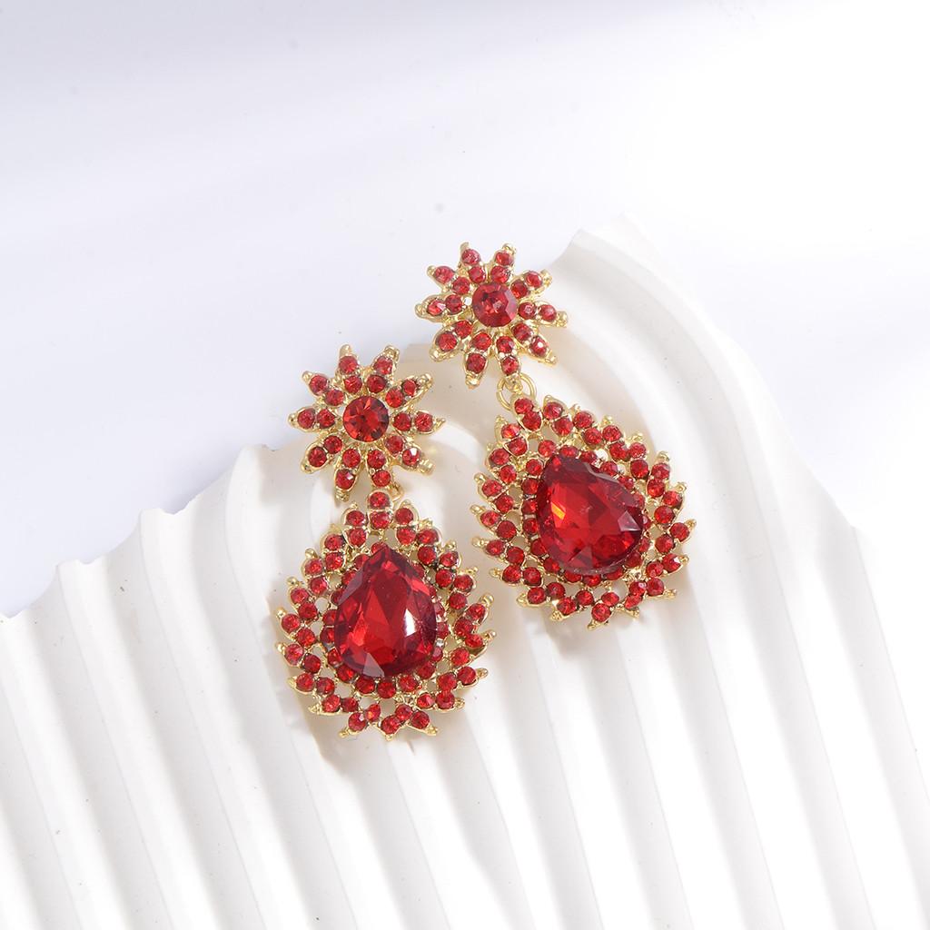 Elegant Flower Crystal Drop Earrings For Formal Dinner Women Jewelry