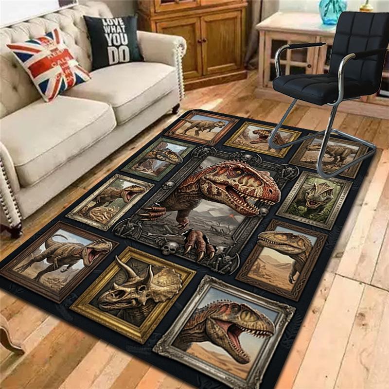 Dinosaur Collection Pattern Rug Floor Mat for Living Room or Bedroom Soft and Comfortable Carpet a Gift for Birthday and Holiday.