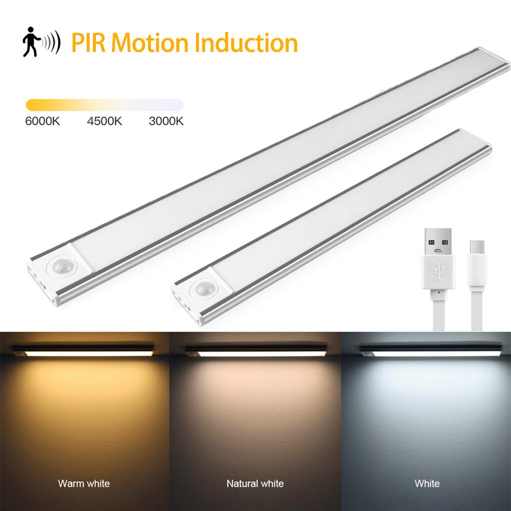 LED Night Light with Motion Sensor Wireless USB 30/50CM Cabinet Lamp for Kitchen Bedroom Wardrobe - Energy Efficient Lighting
