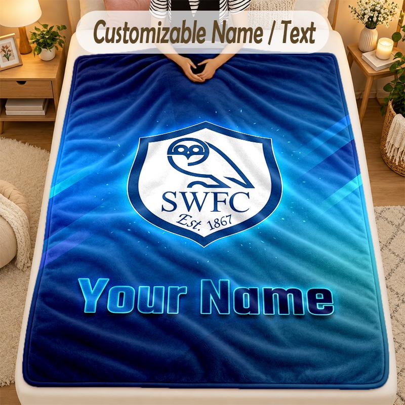 Flannel BlanketSheffield Wednesday FC Custom Name Text Personalized Soft Warm Throw Blanket Home Decor Gift