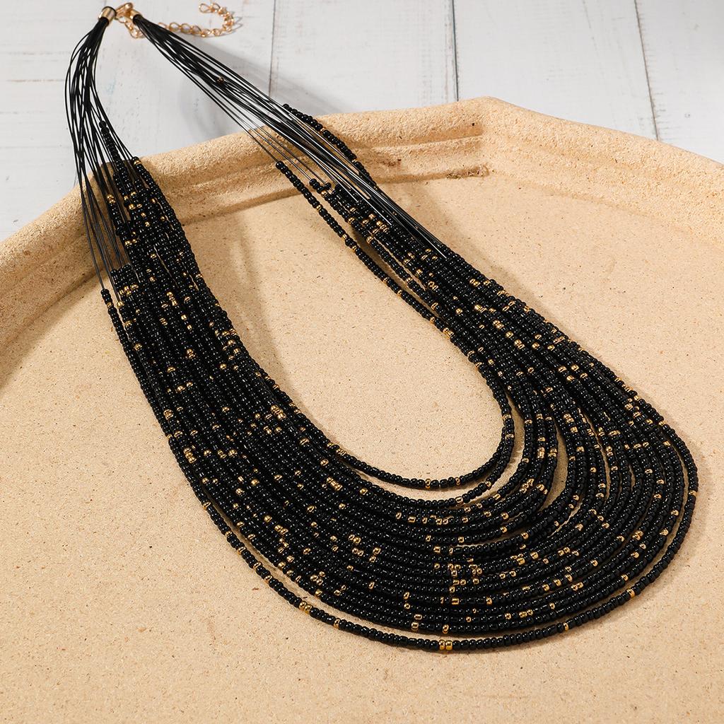 Bohemia Personality Multi-layered U-shaped Colorful Beaded Necklace for Women Summer Sexy Fashion Clothes Accessory Jewelry Gift