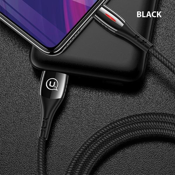 Usams Kabel Pleciony U-Tone Microusb1.2M Power-Off 2A Fast Charging Czarny/Black Sj346Usb01 (Us-Sj346)