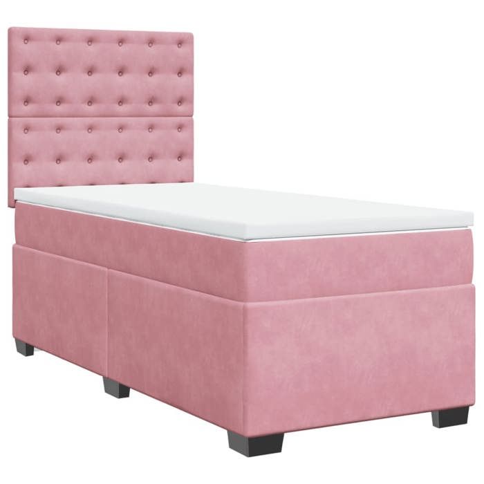 Cadre de lit avec matelas - Maison Exclusive - 80x200 cm - Velours rose - Tête de lit réglable