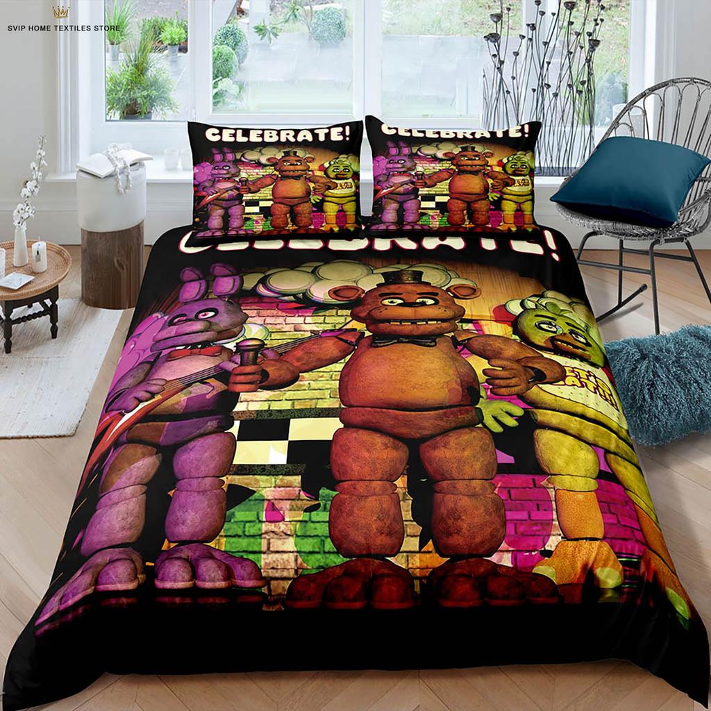 Dark Game Cartoon Print Quilt Cover Dormitory Children's Room Bedding Set Quilt Cover Pillowcase 100% Polyester 3 Pieces