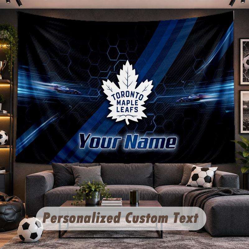 Wall Hanging Tapestry Custom NameToronto Maple Leafs Pattern Personalized Printed Fabric Wall Decor
